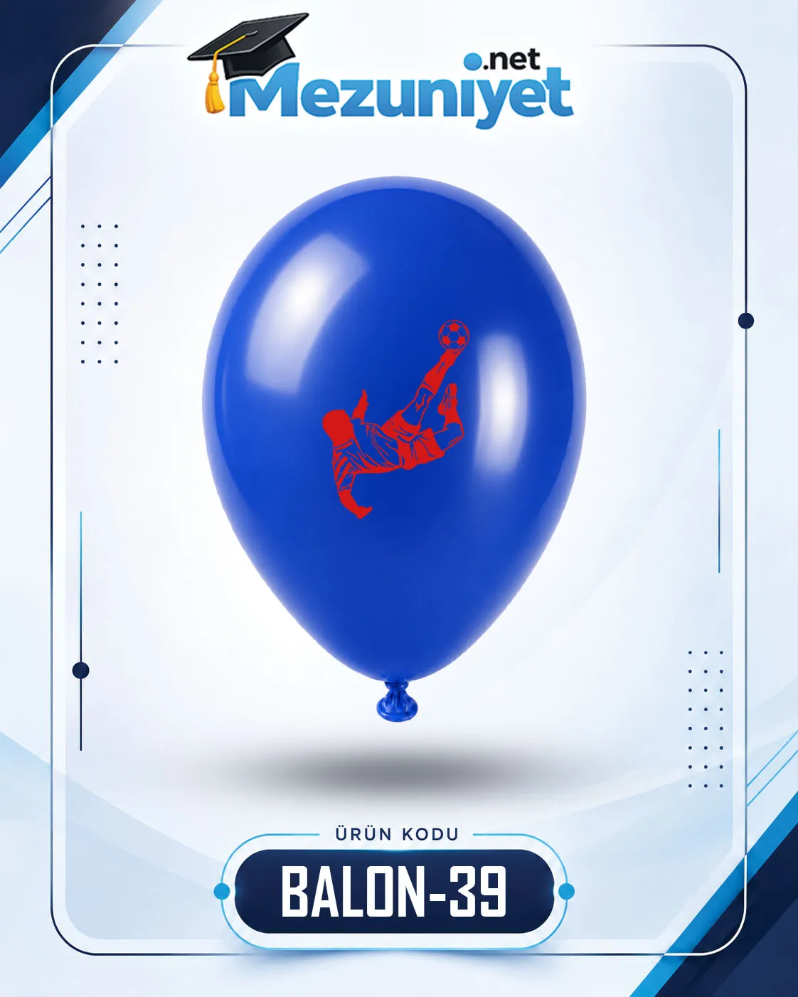 Futbolcu Baskılı Balon - Lacivert (100 Adet) - Mezuniyet.Net