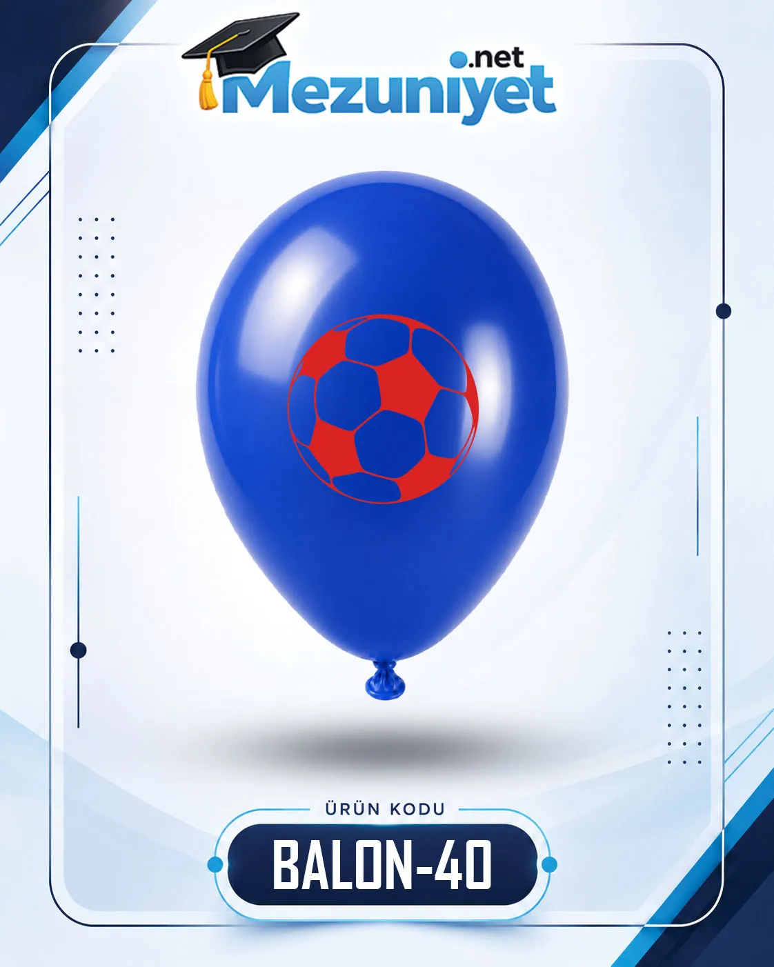 Futbol Topu Baskılı Balon - Lacivert (100 Adet) - Mezuniyet.Net