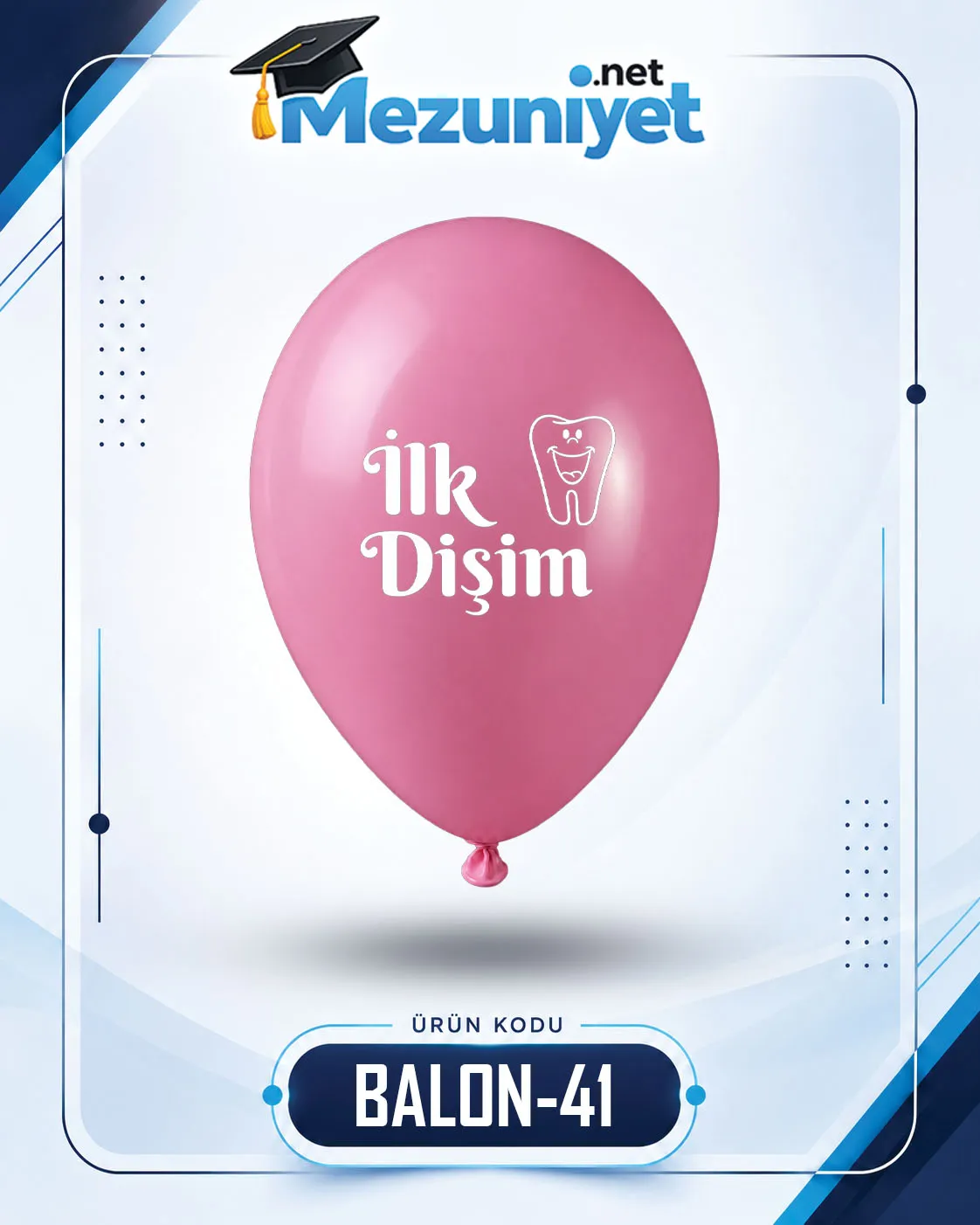 İlk Diş Baskılı Balon - Pembe (100 Adet) - Mezuniyet.Net