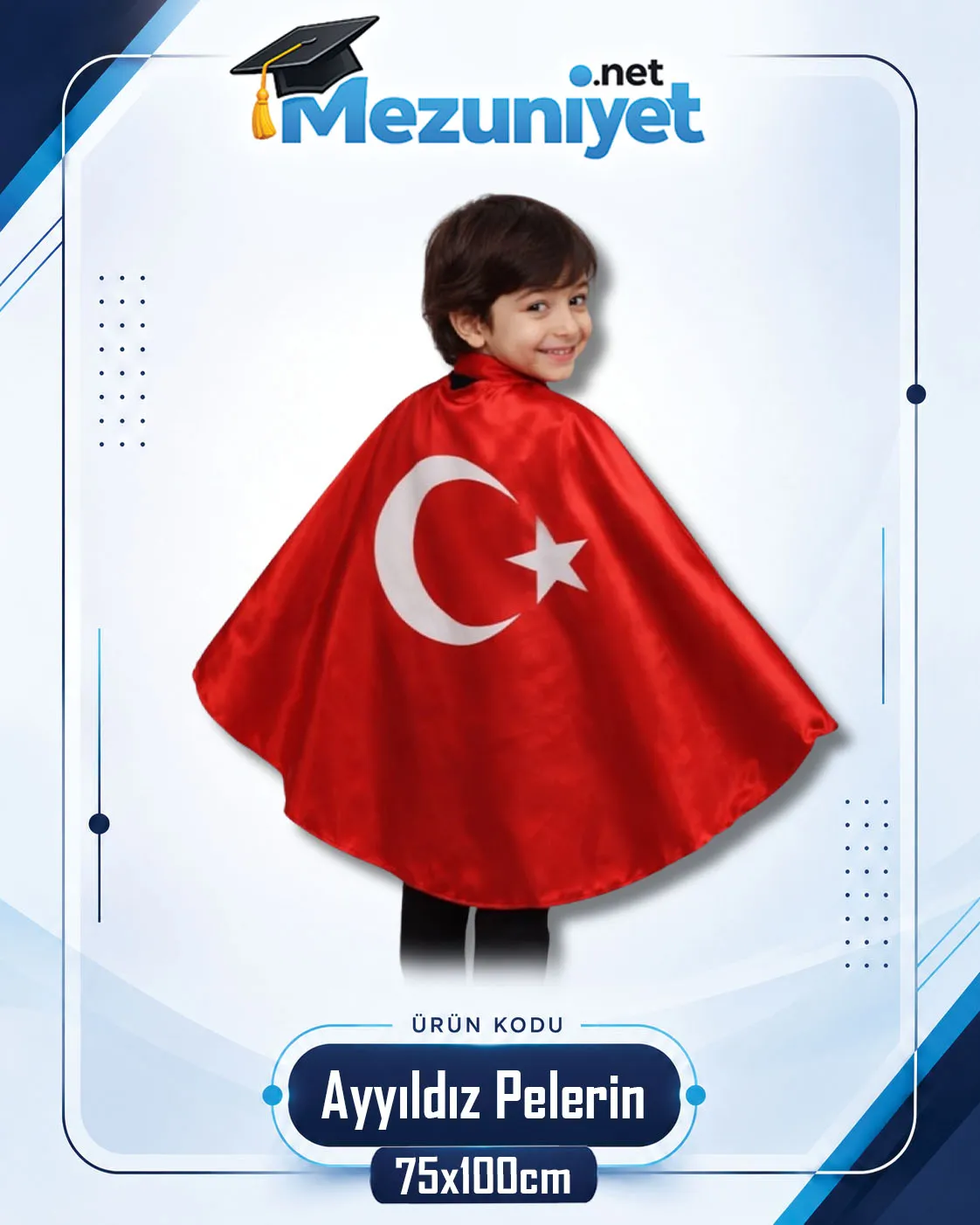 Ayyıldız Pelerin - 75x100cm - Mezuniyet.Net