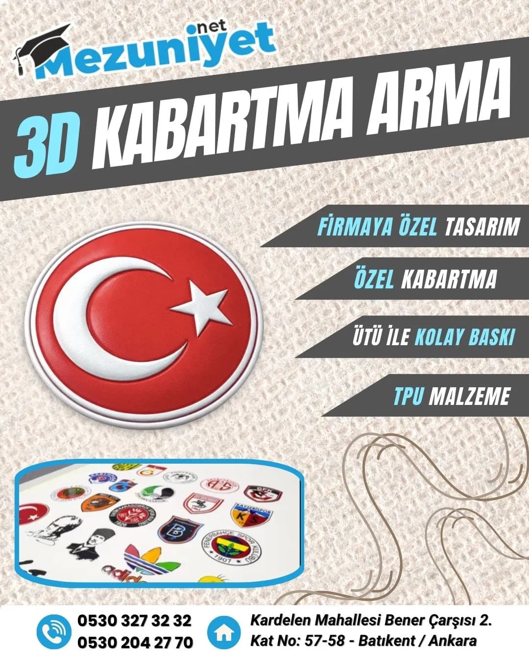 3D Premium Kabartmalı ARMA